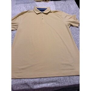 Walter Hagen Performance Golf Polo Shirt Yellow Blue Stripe Short Sleeve Size L